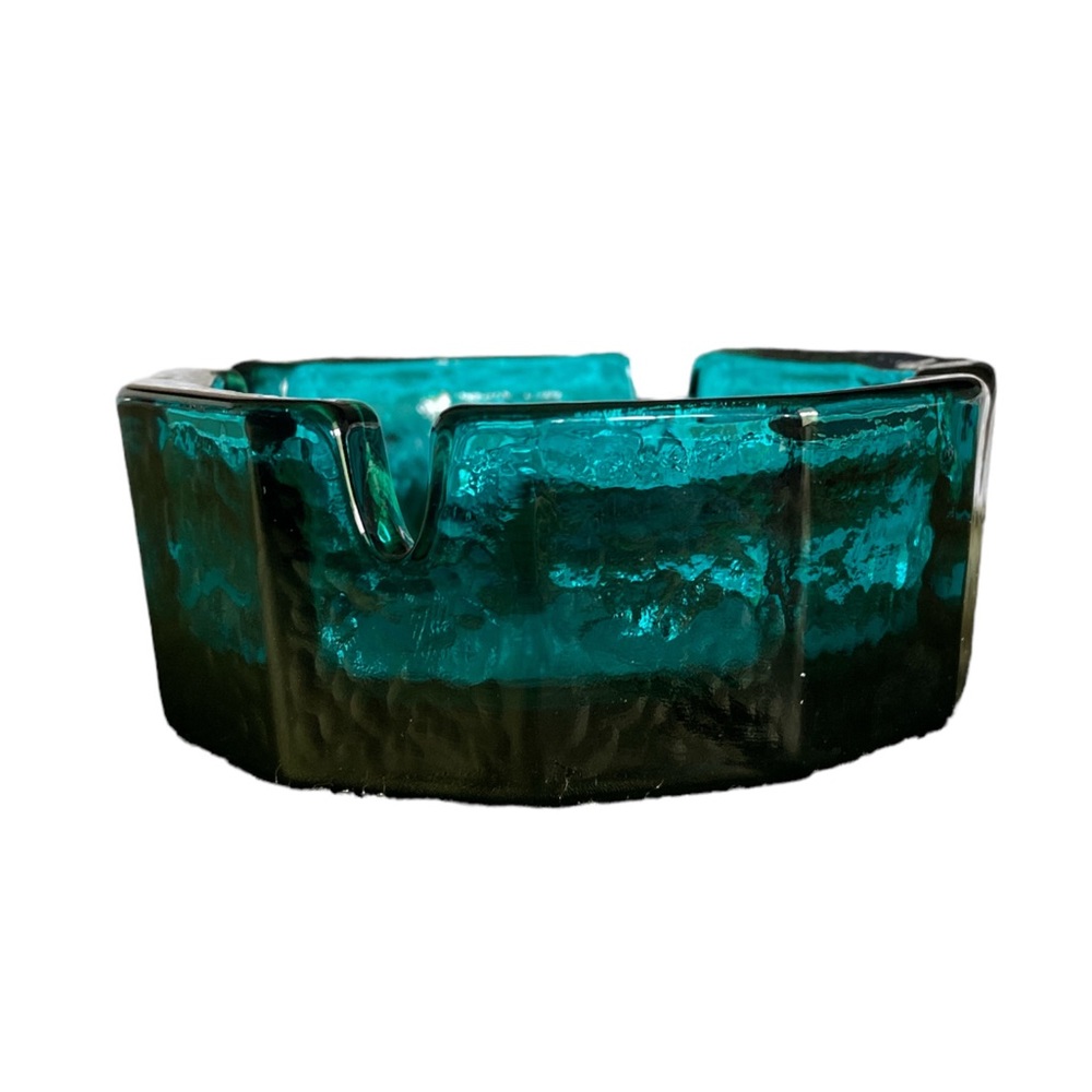 Vintage Teal Textured Glass Ashtray(s)